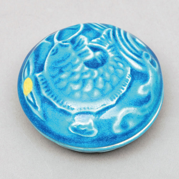茶道具 香合(こうごう) 荒磯香合 浅黄交趾 加賀 瑞山