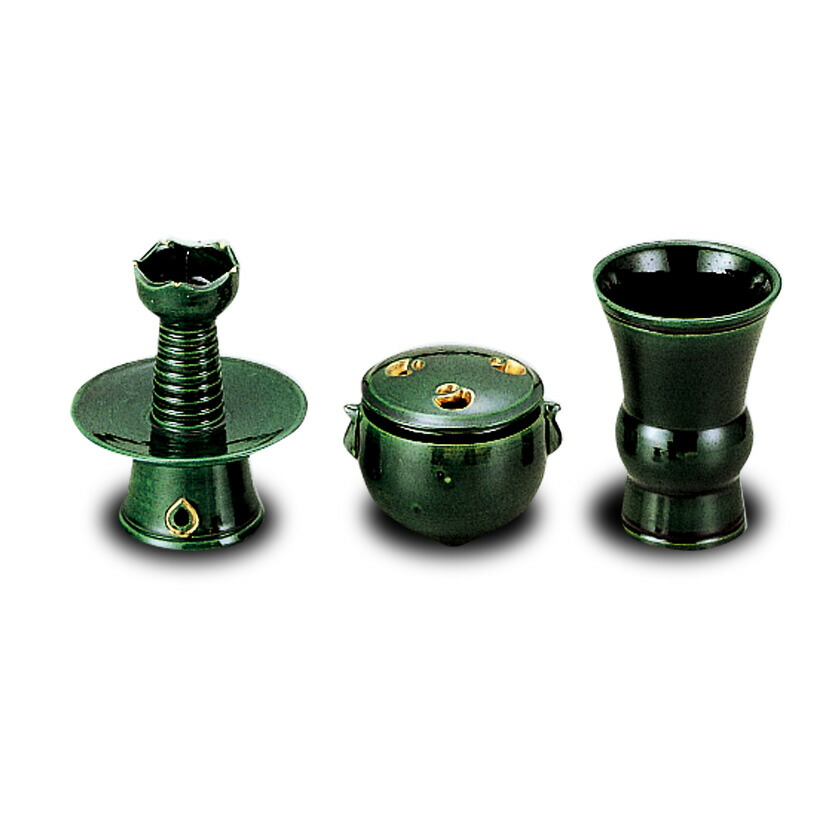 楽天市場】【茶器/茶道具 利休忌】 三ツ具足（三具足） 青楽 松楽窯