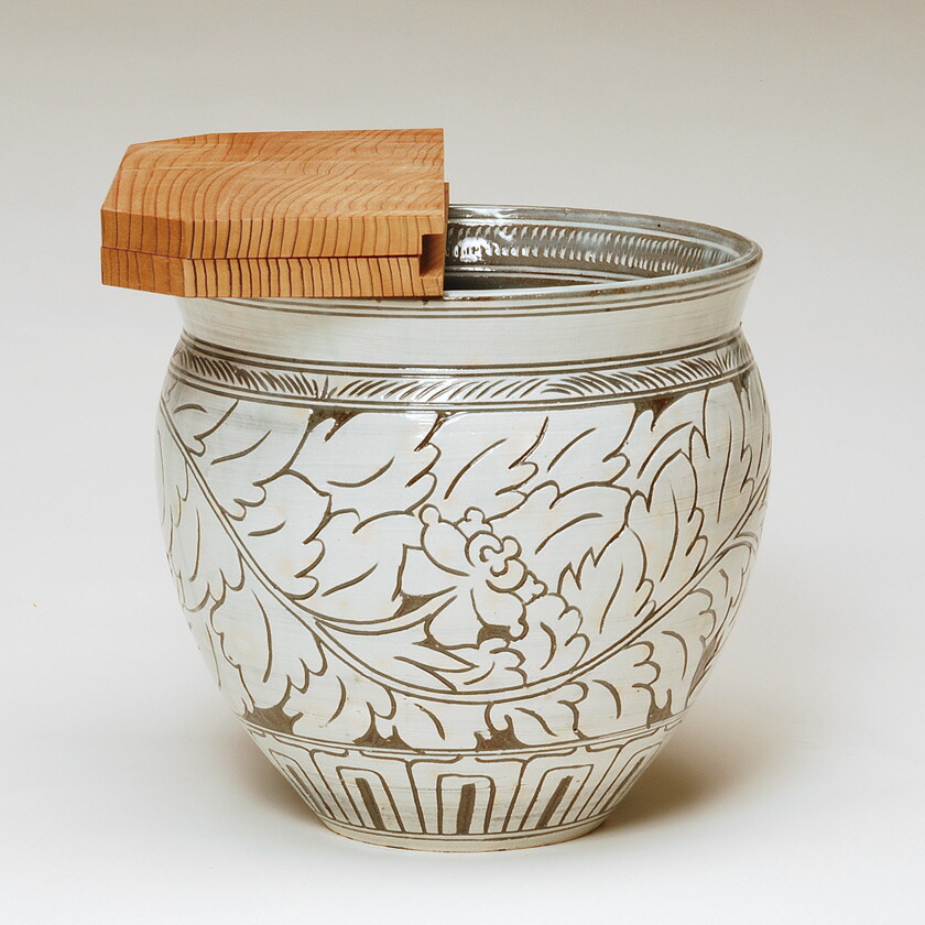 楽天市場】【茶道具】水屋瓶 織部 大（杉割蓋付）五陶作 : にしかわ茶道具