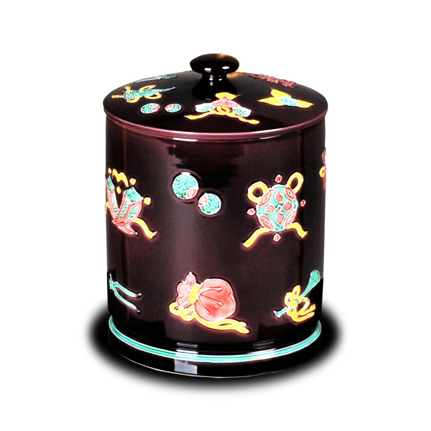 イ837 水指『手塚充』『安南写翡翠に楓の絵 水指 共箱』茶道具 イ837