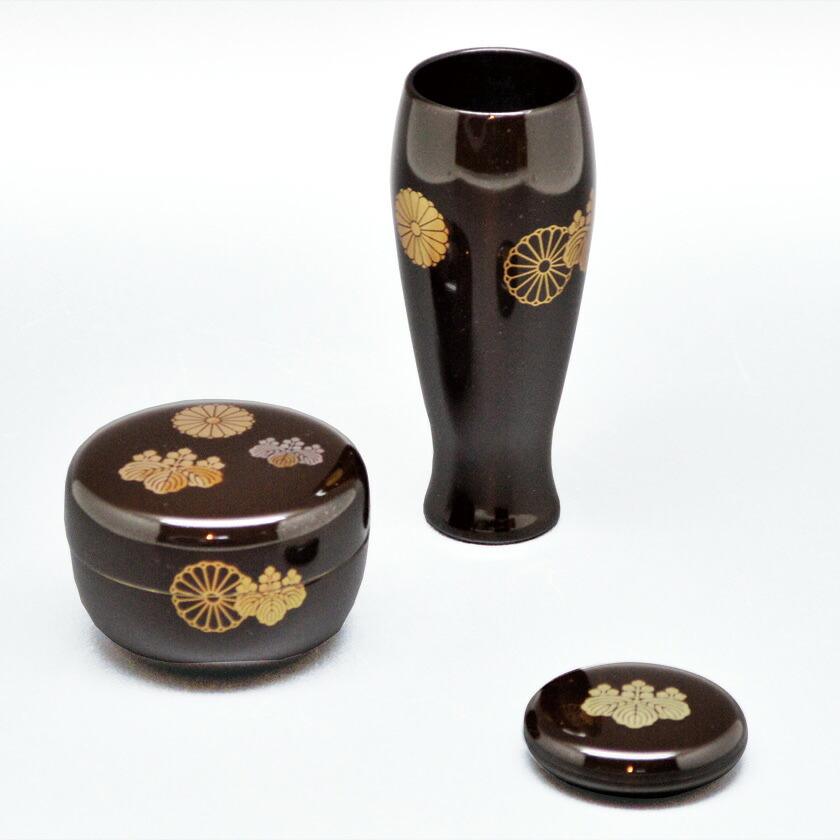 ポイント3倍以上（カード利用） 茶道具 三点セット（棗・香合・茶筅筒） 塗 三点セット 溜 高台寺（樹脂製）