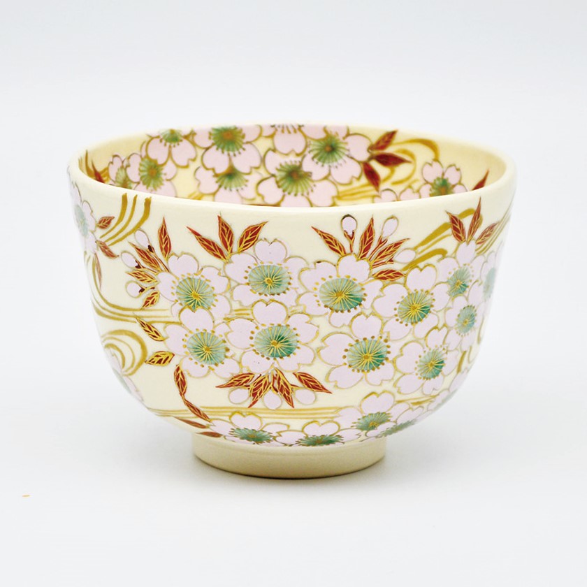 加藤永山　茶碗　瑠璃釉　金彩桜　茶道具 楽天市場】お茶道具 抹茶茶碗 瑠璃釉薬 金彩桜 茶碗 加藤永山作