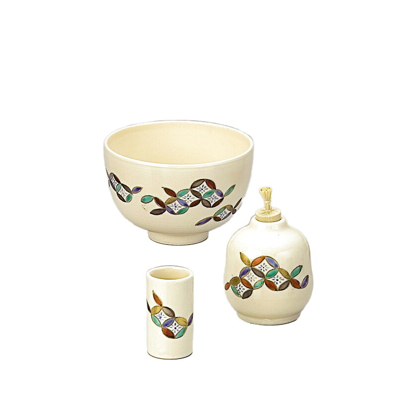 茶道具 三点セット(茶碗・振出・茶巾筒) 仁清 破七宝 香泉 陶器三点揃|お茶・茶道具・抹茶スイーツ千紀園