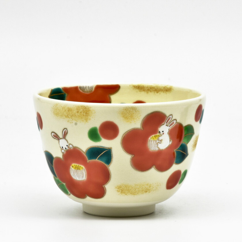 【楽天市場】茶道具 抹茶茶碗（まっちゃちゃわん） 茶碗 うさぎと椿 干支 加藤 栄真：お茶・茶道具・抹茶スイーツ千紀園