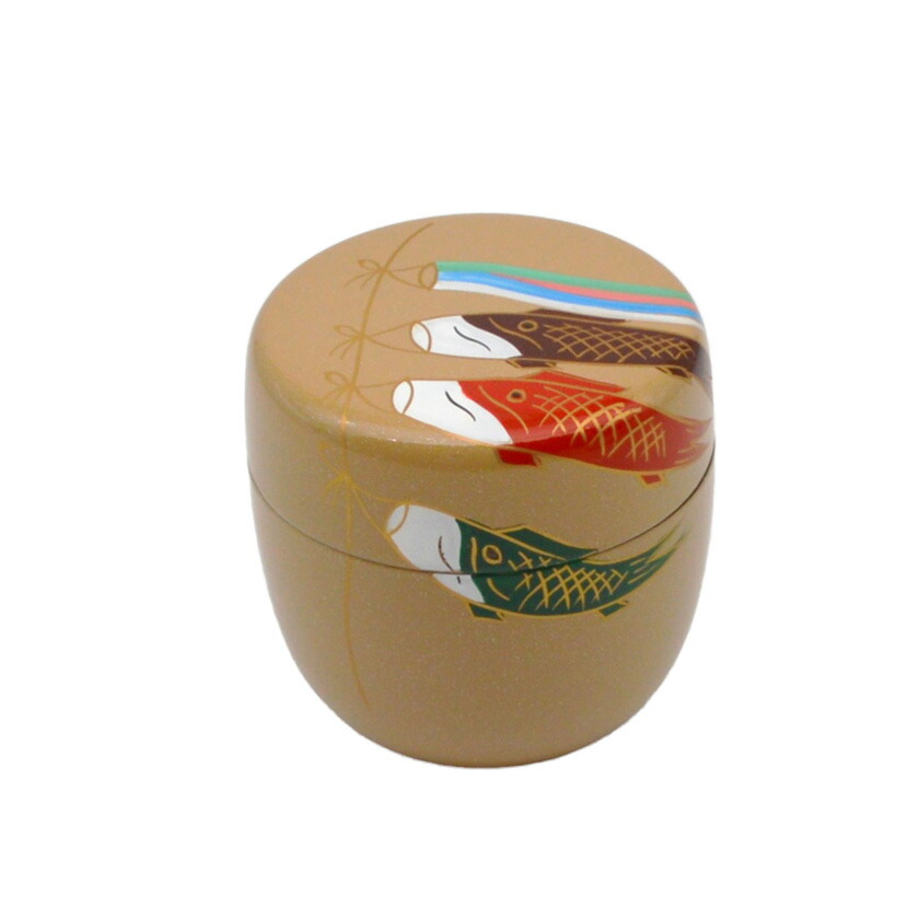 尖んがり3倍以上（歌留多当て嵌める） 茶道具 うす茶色器（うすちゃき） 中棗 白キララ 鯉幟 鯉のぼり 脂製 端午の節句 こどもの日