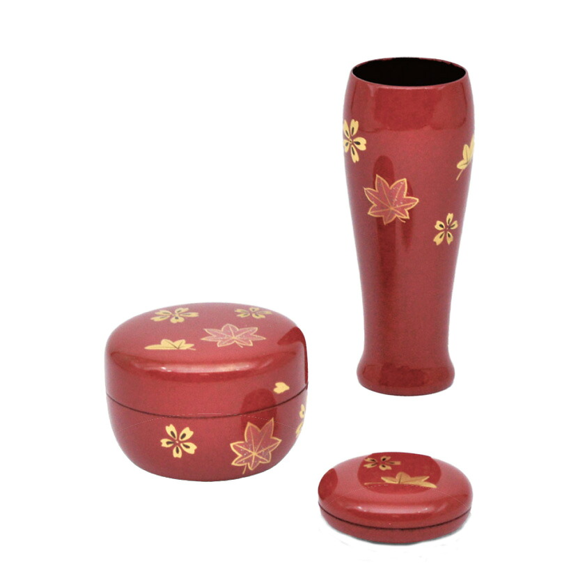 ポイント3倍以上（カード利用） 茶道具 三点セット（棗・香合・茶筅筒） 塗 三点セット 朱 春秋（木製） 宗悦｜お茶・茶道具・抹茶スイーツ千紀園