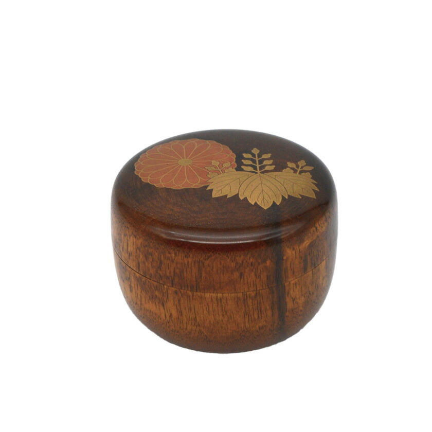 尖んがり3倍以上（歌留多当てはめる） 茶道具 うす茶色器（うすちゃき） 平棗 黒柿 菊桐蒔絵 福田 芳朗