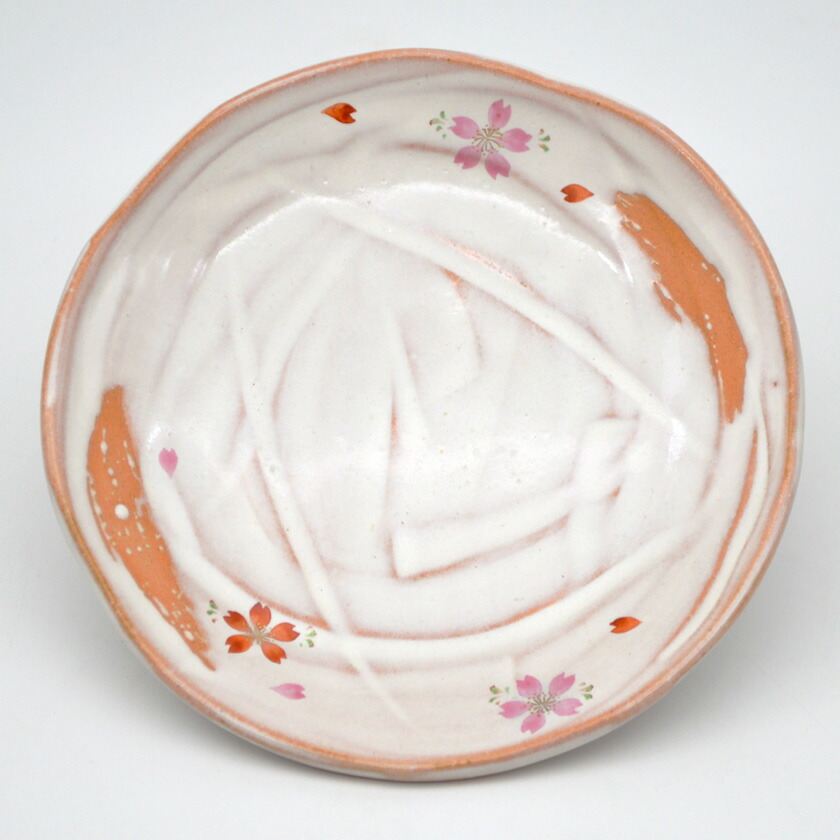尖んがり3倍以上（歌留多当て嵌める） 茶道具 御菓子器（かしき） 銘々皿 灰釉 桜 １枚 中村 秋峰