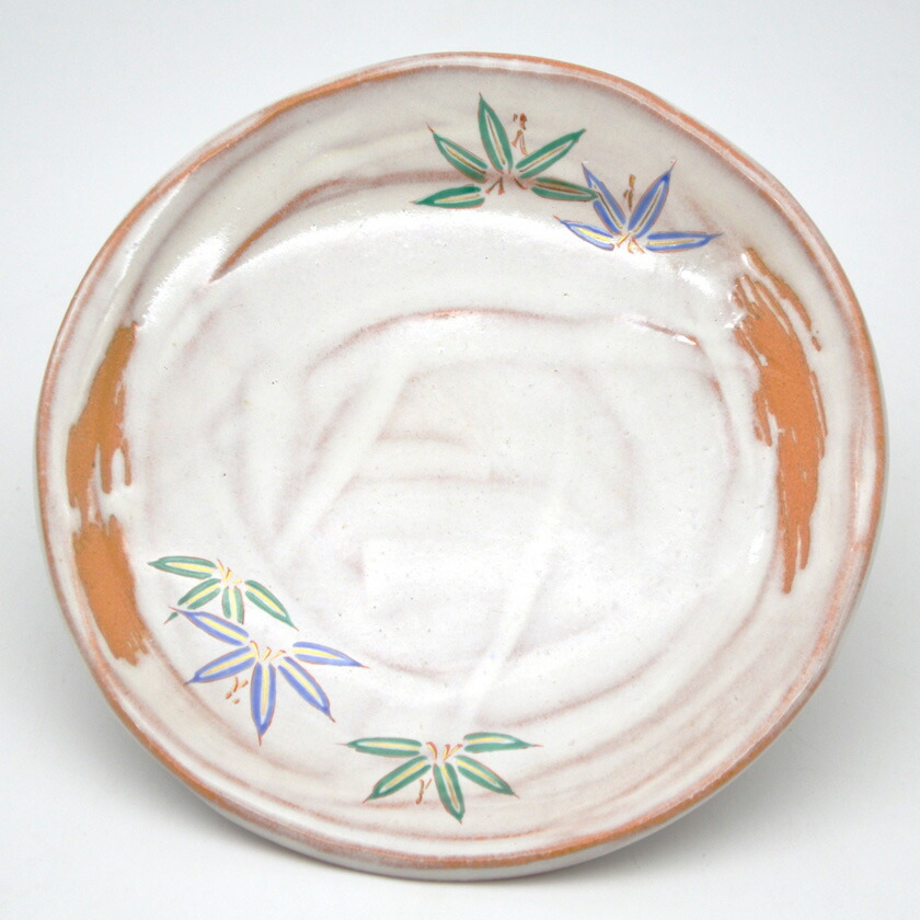 尖んがり3倍以上（歌留多当て嵌める） 茶道具 御菓子器（かしき） 銘々皿 灰釉 笹 １枚 中村 秋峰