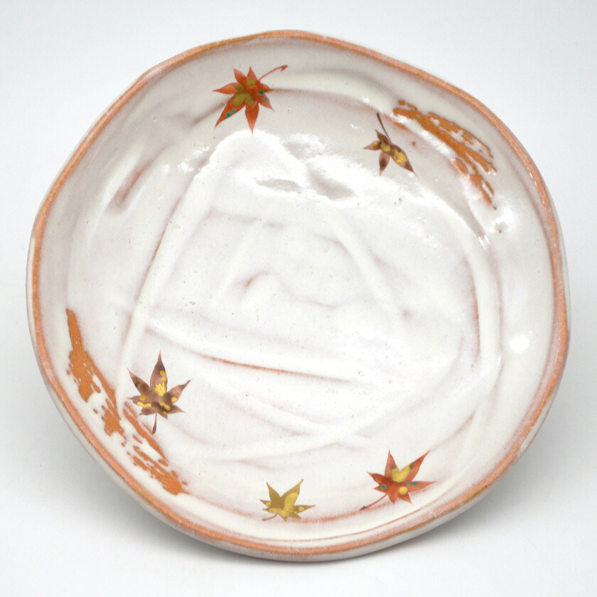 尖んがり3倍以上（歌留多当て嵌める） 茶道具 御菓子器（かしき） 銘々皿 灰釉 槭樹 １枚 中村 秋峰