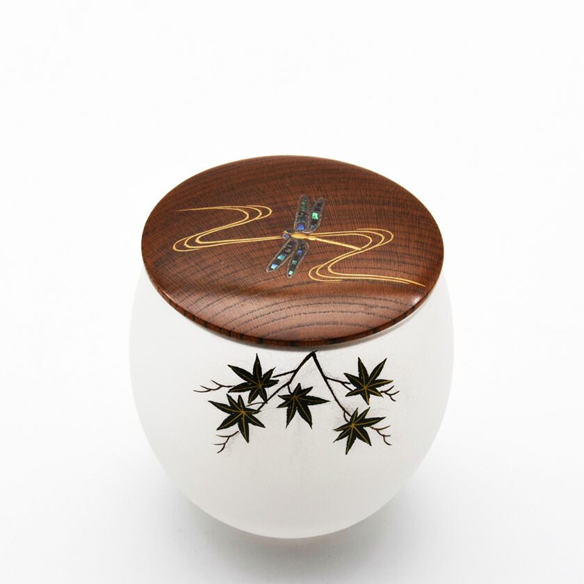 尖んがり3倍以上（歌留多当て嵌める） 茶道具 茶器（ちゃき） 義山 茶器 蜻蛉に青楓 中村 湖彩