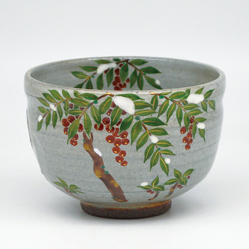 茶道具 抹茶茶碗（まっちゃちゃわん） 茶碗 色絵 南天 中村 清彩