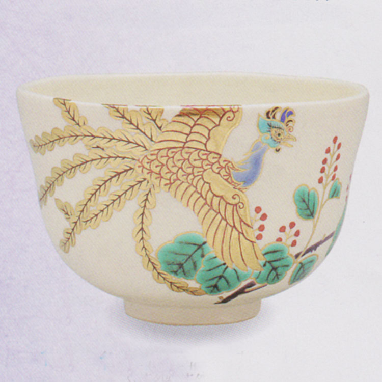 茶道具 抹茶茶碗(まっちゃちゃわん) 色絵 鳳凰二桐 茶碗 田中 方円作