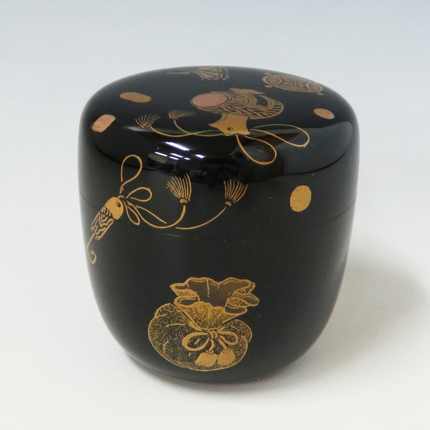 イ613 棗『塚本規義』『山中塗　菖蒲蒔絵　中次　棗　共箱』茶道具 イ613 棗『塚本規義』『山中塗 菖蒲蒔絵 中次 棗 共箱』茶道具