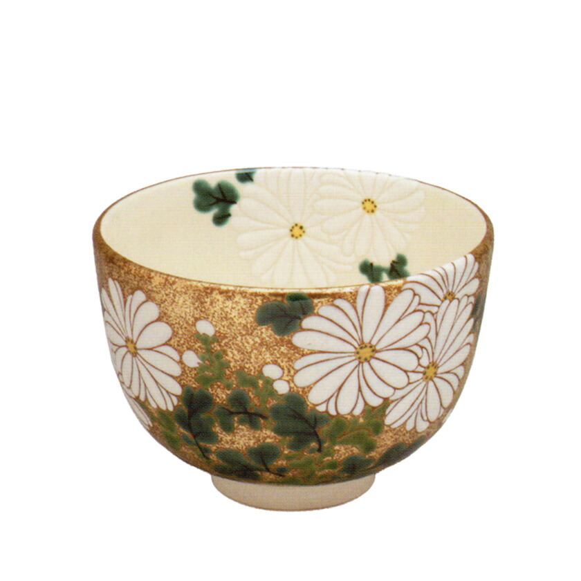 茶道具 抹茶茶碗（まっちゃちゃわん） 京焼 金叩 白菊 茶碗 田中 方円