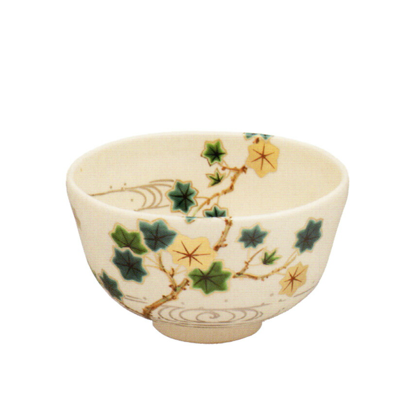 茶道具 抹茶茶碗（まっちゃちゃわん） 京焼 丹青 青楓ニ水筋 茶碗 田中 方円