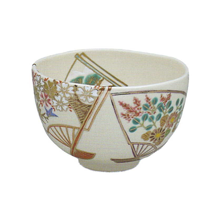茶道具 抹茶茶碗（まっちゃちゃわん） 彩画 扇子被子植物 茶碗 中村 華峰 キッチン用品・食器・調理器具-抹茶茶碗-茶道具・湯呑・急須
