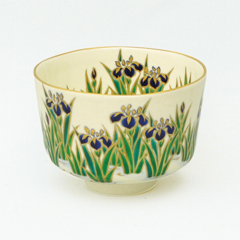 茶道具 抹茶茶碗 まっちゃちゃわん 茶碗 色絵 燕子花 かきつばた 清閑寺窯 杉田祥平 Samuraiblue Com