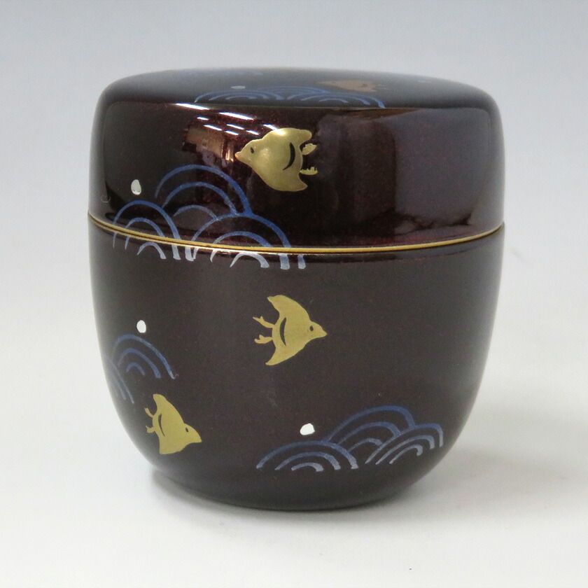 茶道具 棗 中棗 四君子蒔絵 合せ箱 黒塗 栗山園オンライン通販部 / 【出物】 四君子蒔絵中棗 淡々斎書付