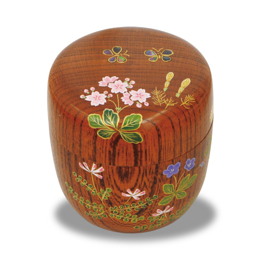 春斎　雪割草　銀地　棗　茶道具 楽天市場】【茶道具 / 棗】中棗 春草蒔絵 佐々木麗峰 作 (桐箱