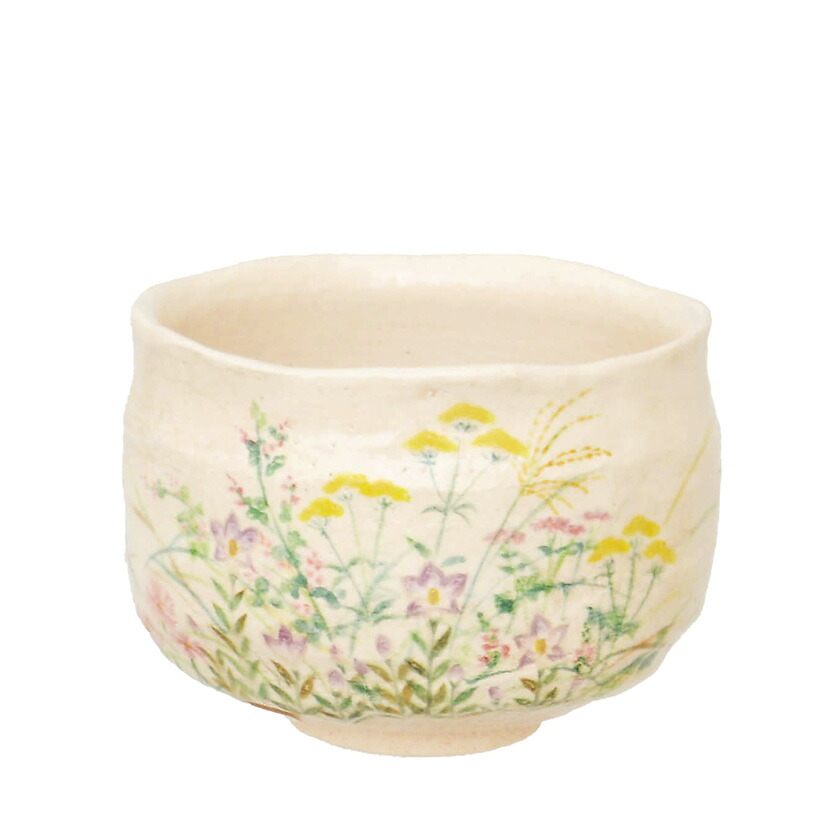 【吉村楽入 / 茶道具 楽茶碗(らくちゃわん)】 ポイント3倍以上(カード利用) 茶碗 白楽 秋草図 通販 通販サイト