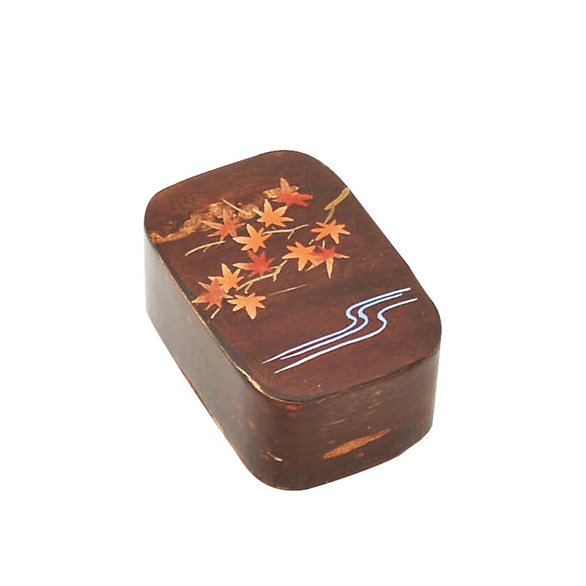 茶道具　伊藤松次作　桜樺細工　銀杏蒔絵　香合　共箱　V　8027 茶道具 伊藤松次作 桜樺細工 銀杏蒔絵 香合 共箱 V 8027