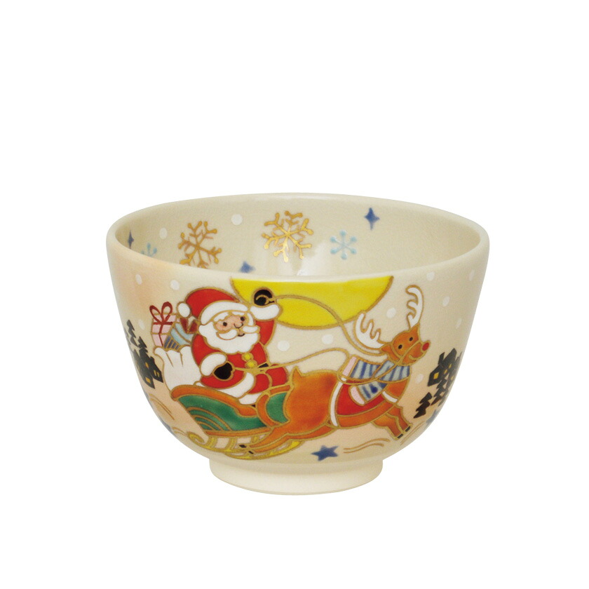 茶道具 抹茶茶碗（まっちゃちゃわん） 茶碗 サンタと赤ハナのトナカイ 加藤 起楽 クリスマス Xmas Christmas 聖誕節