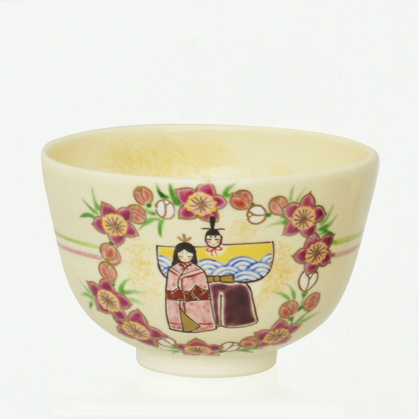 茶道具 抹茶茶碗（まっちゃちゃわん） 茶碗 色絵 花丸雛 加藤 永山 ひな祭り 雛祭り 桃の節句 上巳の節句