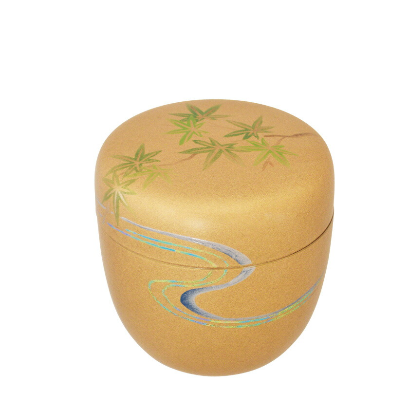 尖んがり3倍以上（歌留多当て嵌める） 茶道具 うす茶色器（うすちゃき） 梨子地中棗 青楓水筋蒔絵 （内梨子地） 脂製 東雲
