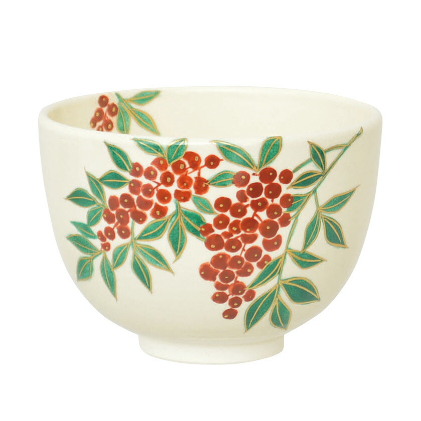 茶道具 抹茶茶碗（まっちゃちゃわん） 茶碗 色絵 南天 今岡 都｜お茶・茶道具・抹茶スイーツ千紀園 14,655円