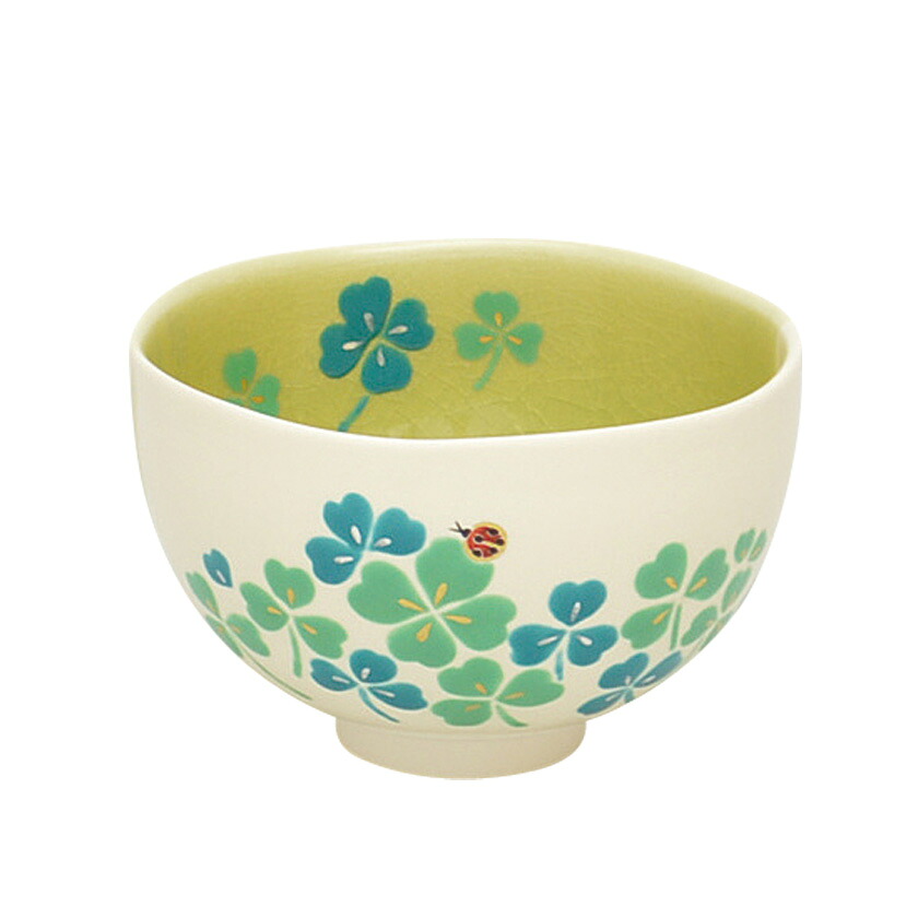 茶道具 抹茶茶碗（まっちゃちゃわん） 茶碗 掛分色絵 四つ葉のクローバー 新井 京華
