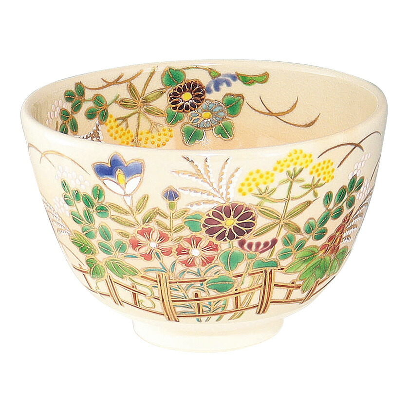 茶道具 抹茶茶碗（まっちゃちゃわん） 茶碗 彩画 秋草 加藤 悠楽 茶道具・湯呑・急須-キッチン用品・食器・調理器具