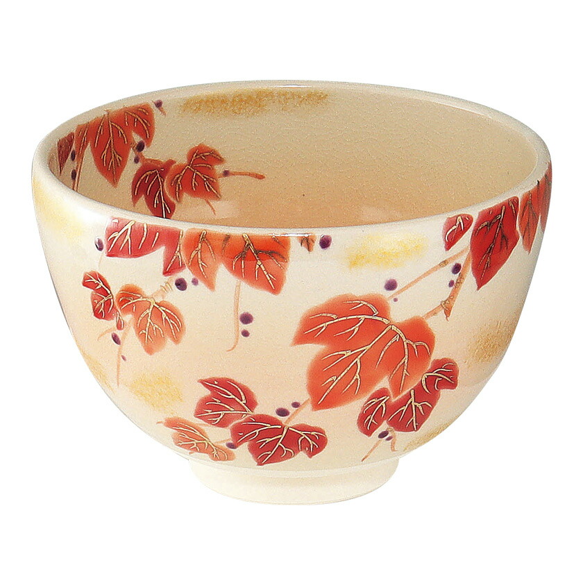 茶道具 抹茶茶碗（まっちゃちゃわん） 茶碗 色絵 赤蔦 加藤 起楽