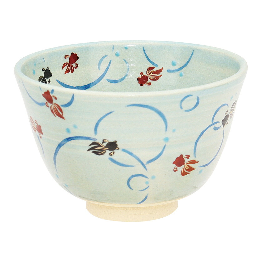 ポイント3倍以上（カード利用） 茶道具 抹茶茶碗（まっちゃちゃわん） 茶碗 青地 金魚 東山 深山｜お茶・茶道具・抹茶スイーツ千紀園