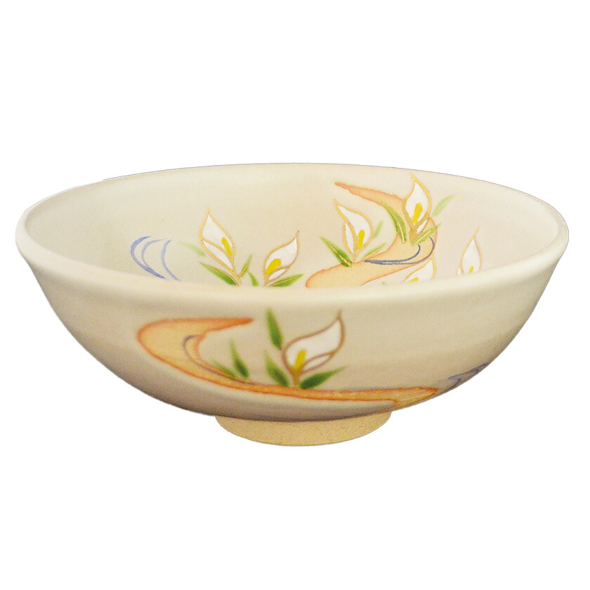 茶道具 平茶碗(ひらちゃわん) 色絵平茶碗 水芭蕉 八木 海峰|お茶・茶道具・抹茶スイーツ千紀園
