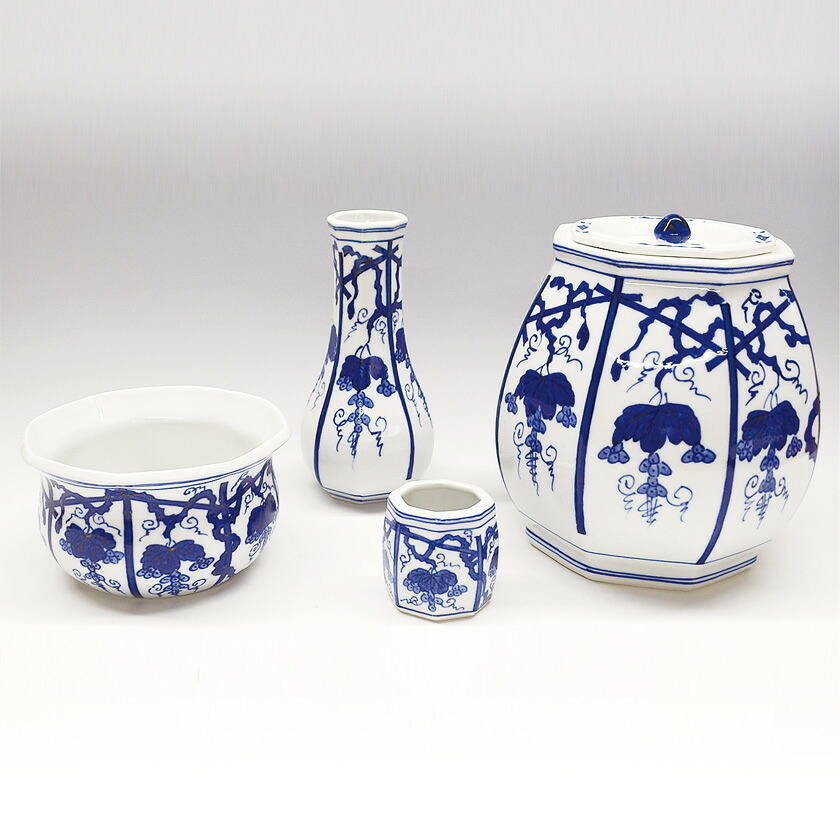 茶道具 皆具（かいぐ） 染付 葡萄棚 皆具 手塚 祥堂｜お茶・茶道具・抹茶スイーツ千紀園