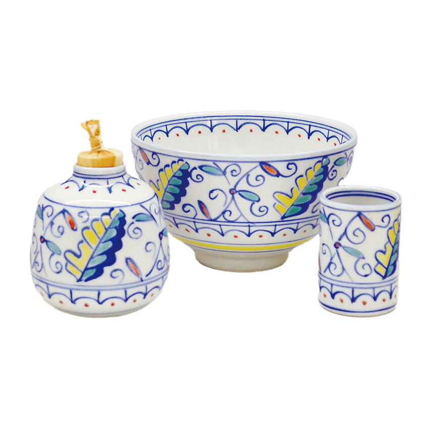 茶道具 三点セット(茶碗・振出・茶巾筒) 紅毛(青) 三ツ揃 手塚 祥堂|お茶・茶道具・抹茶スイーツ千紀園