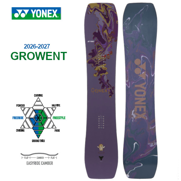 特典付き 26-27 YONEX ヨネックス スノーボード GROWENT グローエント グラトリ SNOWBOARD 正規販売店 ボード 板 2026-2027 AH26 ご予約商品