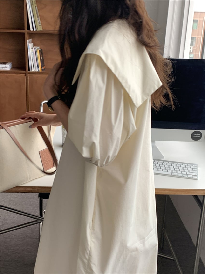 デザインカラー ワンピース ミモレ丈 半袖 かわいい シャツワンピ 