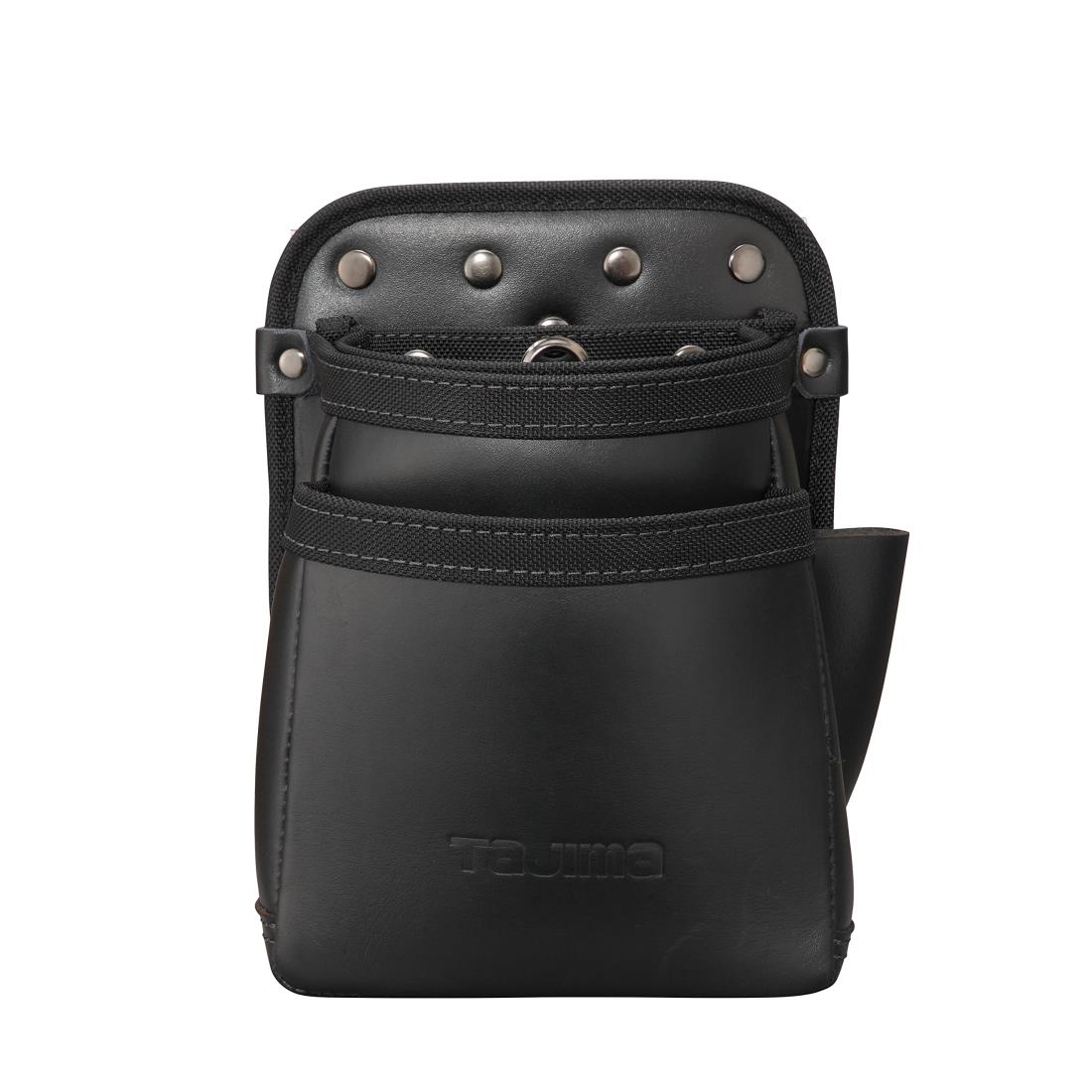 タジマ セフシステム 着脱式腰袋 本革 2段中 堅牢でしなやかな上質なレザー(牛本革) SFKBK-2M ブラック 着脱楽々 ベルトに後から装着可能 腰道具の組み換えが簡単 使う道具だけを選んで装着 腰の負担軽減 工具の落下防止