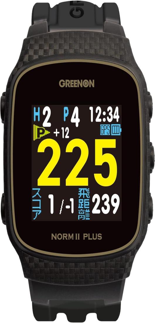 GreenOn（グリーンオン）ザ・ゴルフウォッチ ノルム つけ加える ※みちびきL１S相応う 色つや液晶 THE GOLF WATCH NORM  Plus/ノルム GN301 グリーンアンジュレーション見せびらかす (旧模範例（NORM II PLUS）, 黒いこと)