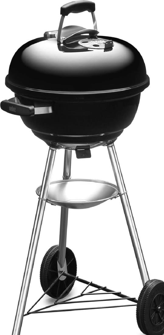 Weber(ウェーバー) バーベキュー コンロ 直径47cm コンパクトケトル 炭 キャンプ 6-8人用 焚き火台 【日本正規品10年】1221308 / 温度計付き 1221308 ブラック
