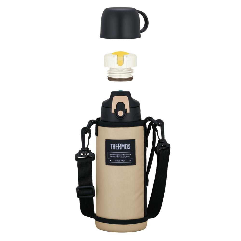 サーモス 水筒 真空断熱2ウェイボトル 0.8L/0.83L ベージュブラック 直飲み コップ付き 子供用 通園通学 FJJ-802WF BEBK