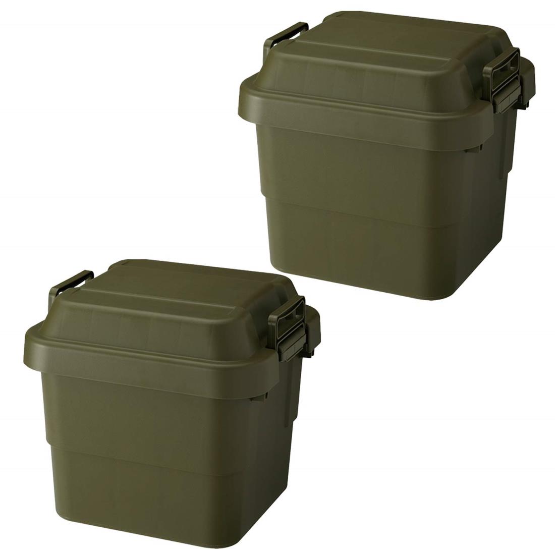 リス(RISU) 収納ボックス トランクカーゴ 30L グリーン 日本製 TC-30 2個セット コンテナ ボックス 屋外収納 キャンプ 防水 GHON070｜Senses