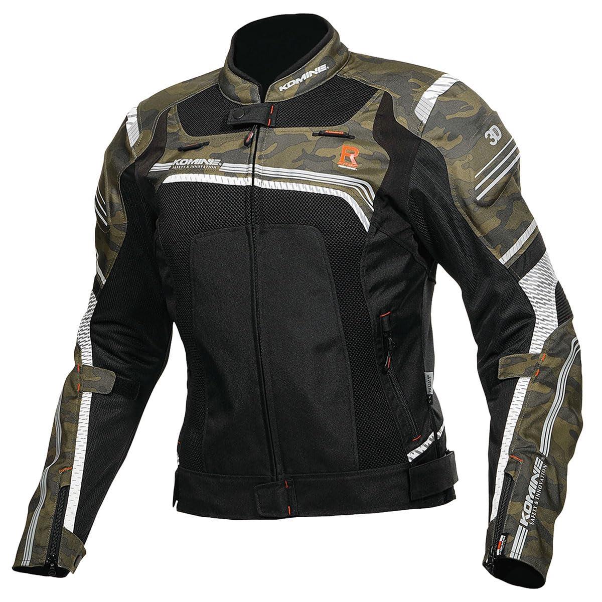 KOMINE バイク用 ジャケット Rスペックメッシュジャケット JK-130 1209 春夏秋向け メッシュ素材 プロテクター CE規格 ストレッチ素材 07-130 メンズ Camo/Black M