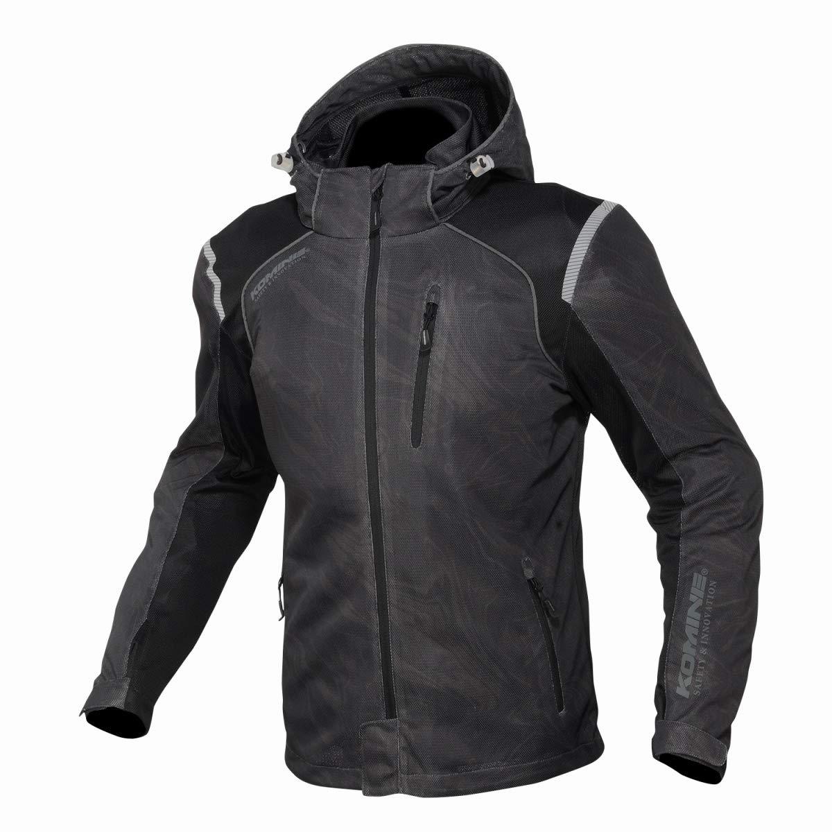 KOMINE バイク用 ジャケット プロテクトフルメッシュパーカ JK-135 1212 春夏向け CE規格レベル2 メッシュ素材 プロテクター 07-135 メンズ Black/Marble 2XL
