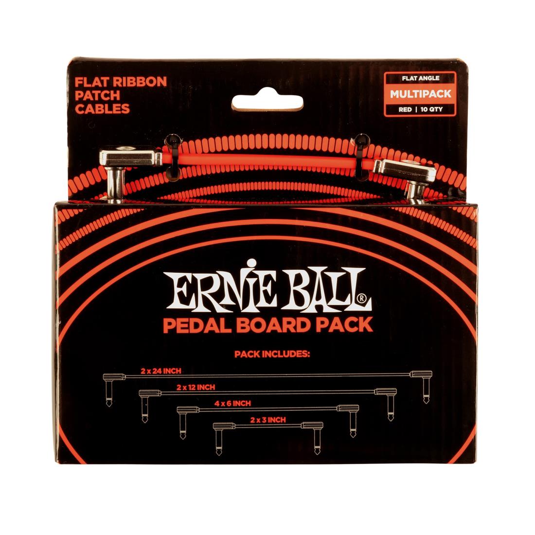 【正規品】 ERNIE BALL 6404 フラット・リボン・パッチケーブル レッド ぺダルボード マルチパック
