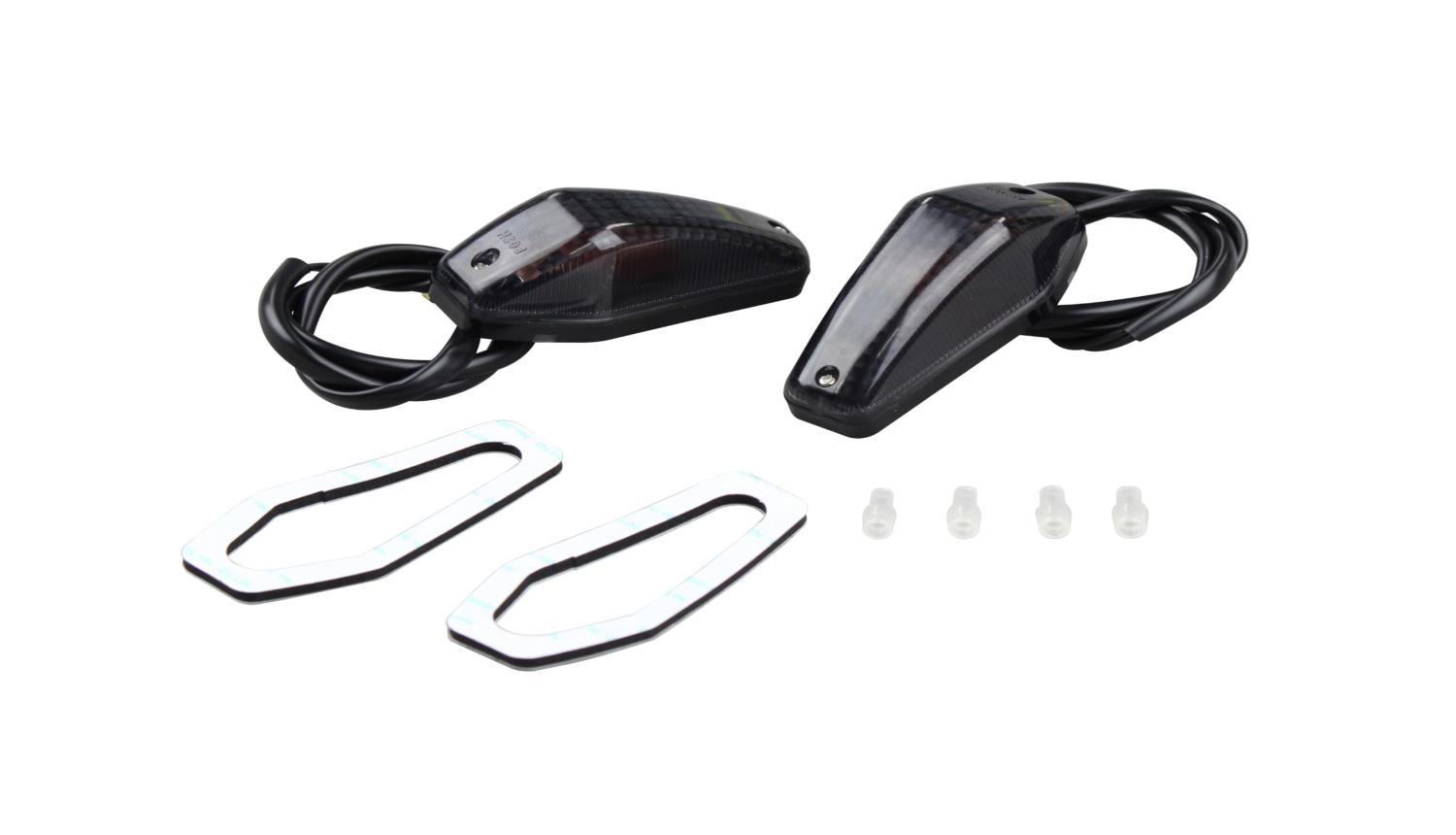 ポッシュフェイス(POSH FAITH) バイク用品 貼り付けウインカー エアロシャープミニタイプ(2個入り) 12V15W電球付 スモークレンズ 090013