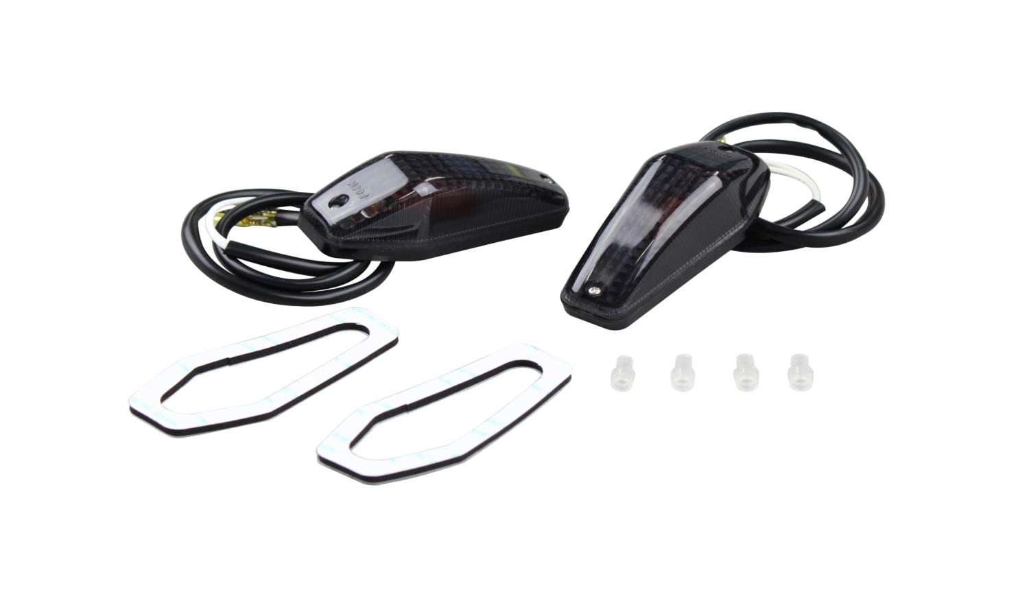 ポッシュフェイス(POSH FAITH) バイク用品 貼り付けウインカー エアロシャープミニタイプ(2個入り) 12V10W電球付 スモークレンズ 090003