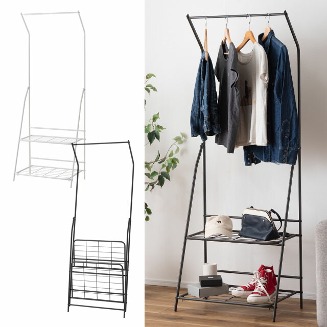 楽天市場】ハンガーラック 折りたたみ 2段パイプラック